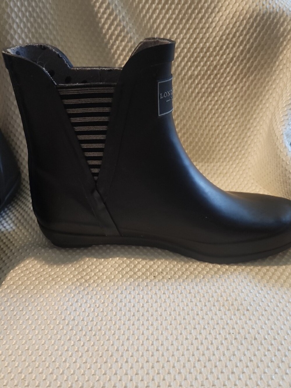 London Fog Black Matte Ankle Rain Boots - Picture 8 of 11